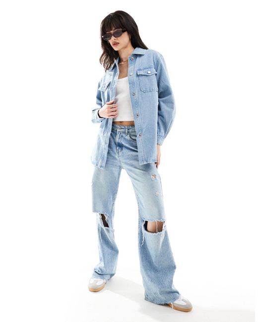 Surchemise en jean oversize - clair délavé Vero Moda en coloris Blue