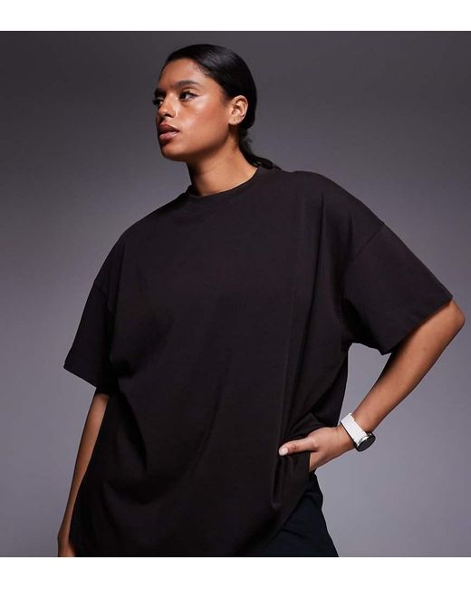 4505 Black Curve Icon Heavyweight Cotton Oversized T-Shirt With Quick Dry Finish