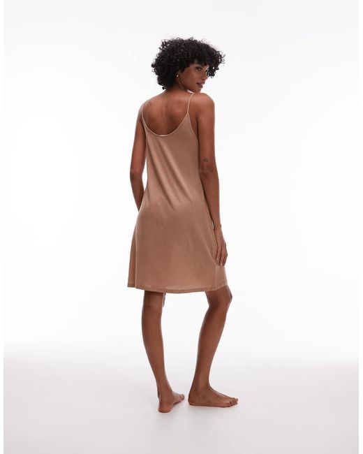 Mango White Modal Cami Slip Dress With Satin Trim