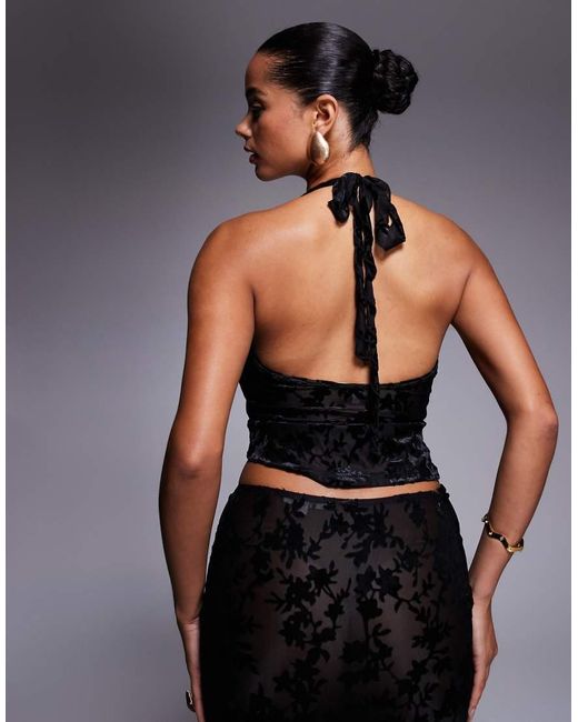 SIMMI Black Delilah Devore Ruffle Top