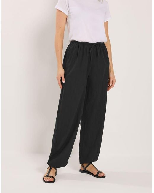 Long Tall Sally White Gathered Hem Textured Trousers