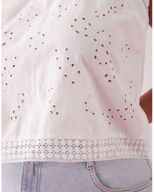 Collusion White Plus Open Back Crochet Patch Work Cami Top