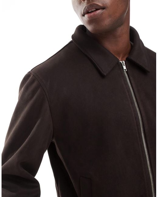 ASOS Black Suedette Harrington Jacket for men