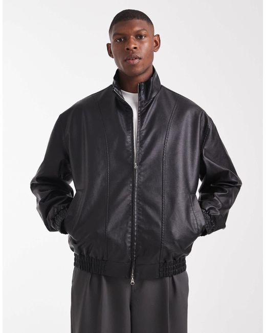 Veste bomber en similicuir - délavé ASOS pour homme en coloris Blue