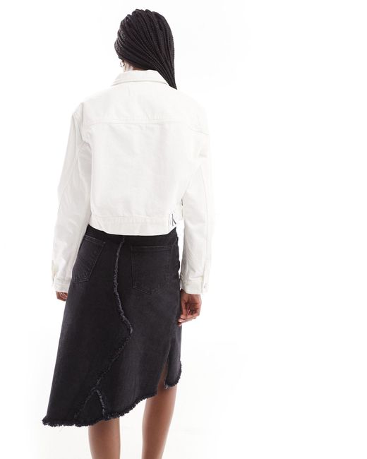 Veste en jean zippée - blanc délavé Calvin Klein en coloris White
