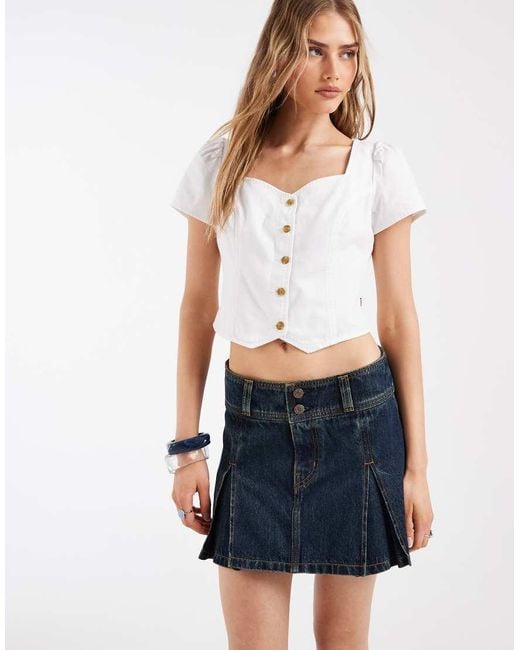 Levi's Blue Levis Denim Pleated Mini Skirt