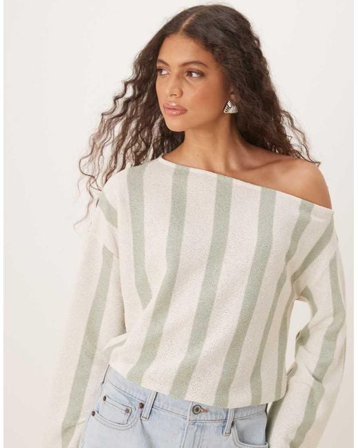 ASOS Natural Slouchy Off Shoulder Top
