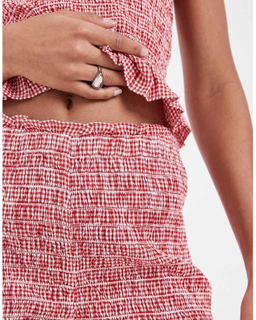 JJXX Red Seersucker Gingham Shorts