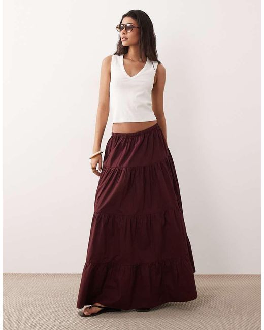 Miss Selfridge Tiered Poplin Maxi Skirt