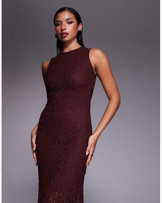 ASOS Purple Lace Sleeveless Column Midi Dress
