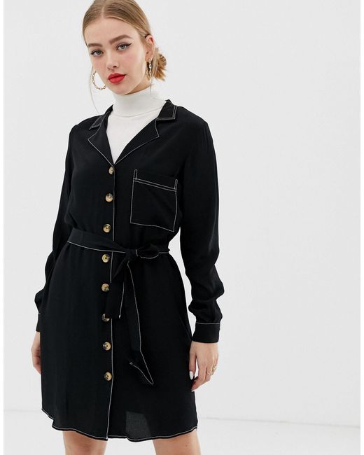 black contrast stitch dress