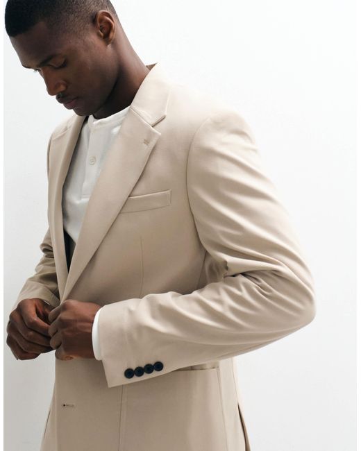 ASOS Natural Flexmaxtm Slim Suit Jacket for men