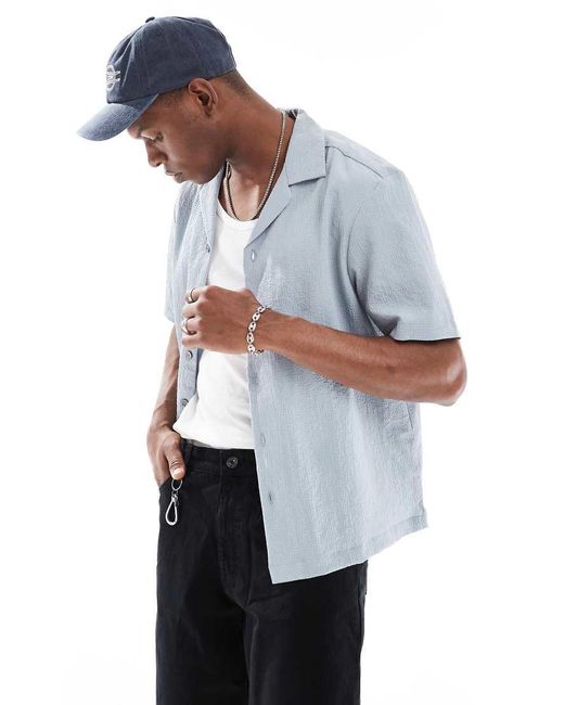 Camicia Azzurra di River Island in Blue da Uomo