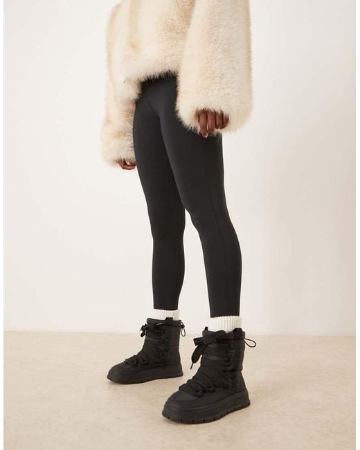 ASOS Black Arrow Nylon Lace Up Snow Boots