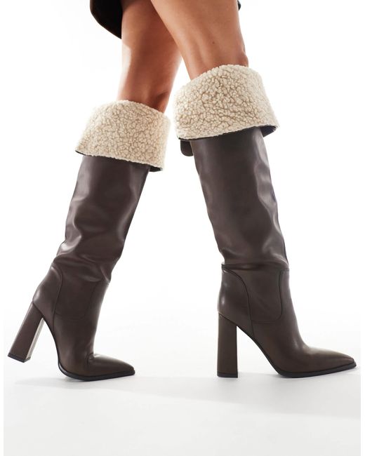 SIMMI Black Simmi London Jacob Foldover Fleece Knee Boot