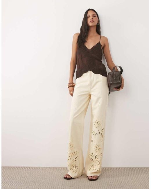Mango Brown Delicate Embroidered Cami