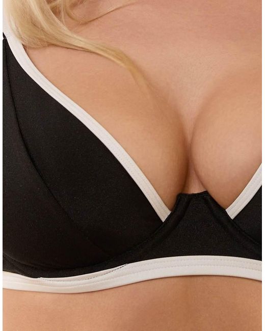 Wolf & Whistle Black Ally & Ivory Underwired Bikini Top