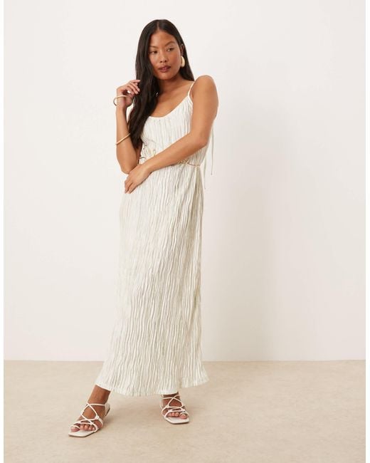 Vila Natural Plisse Cami Maxi Slip Dress