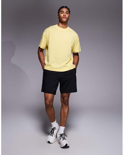 4505 Cropped Trainingsshirt Van Zwaar Katoen Met Rechte Pasvorm En Sneldrogende Afwerking in het Yellow voor heren