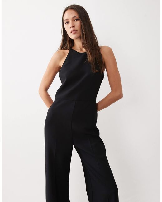 Mango White Halterneck Backless Jumpsuit
