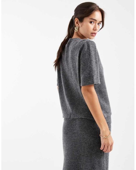 Pieces Gray Short Sleeve Knit Cardigan