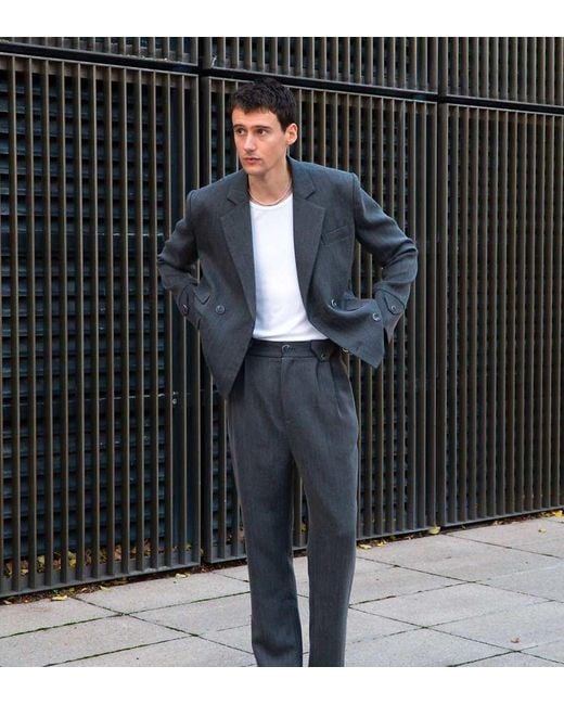 Labelrail Black X Isaac Hudson Cropped Boxy Double Breasted Blazer for men