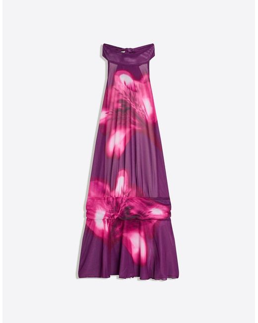 Bershka Red Mesh Open-back Dress