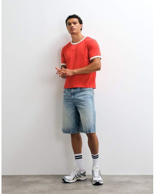 ASOS Blue Loose Denim Jorts for men