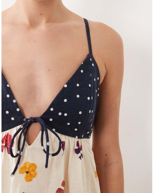 Abercrombie & Fitch Natural Strappy Flowy Mini Dress Skort With Built-in Bra
