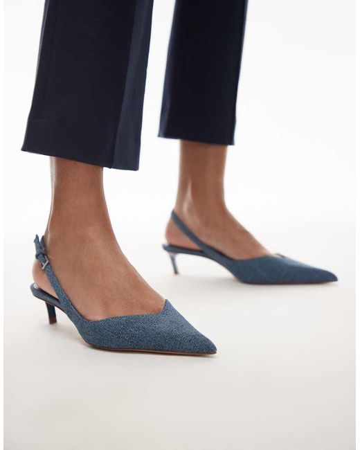 Scarpe Con Tacchetti A Spillo E Cinturino Sul Retro di Mango in Blue