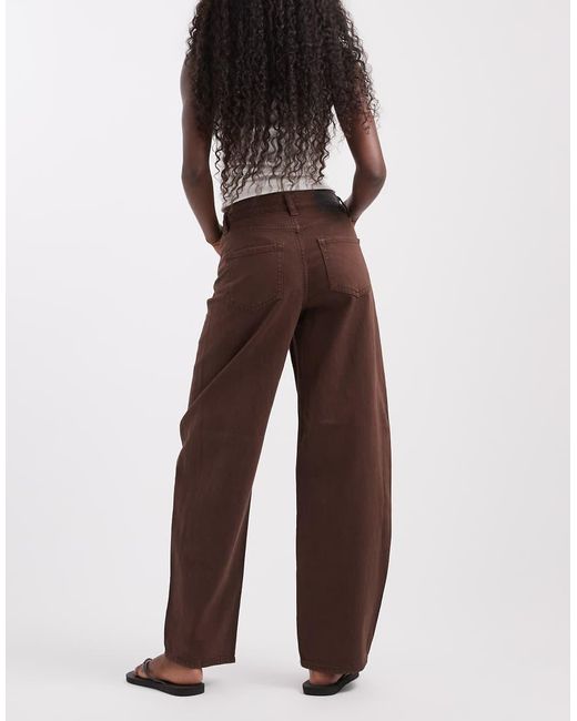 Pieces Brown Grace Barrel Leg Jeans