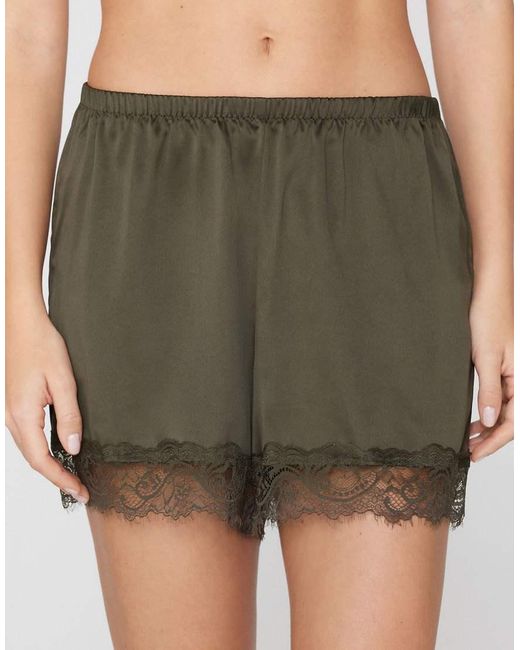 Tezenis Green Satin And Lace Shorts