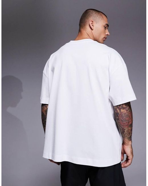 Camiseta Blanca Extragrande De Algodón Grueso Con Acabado De Secado Rápido Icon De -Blanco 4505 de hombre de color White
