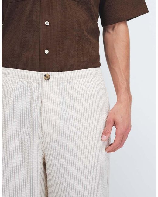 ASOS Natural Textured Loose Straight Leg Pants for men