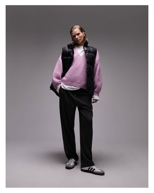 Oversized Wetlook Puffer Vest in Pink Lyst