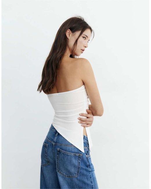 Pull&Bear Blue Asymmetric Bandeau Top