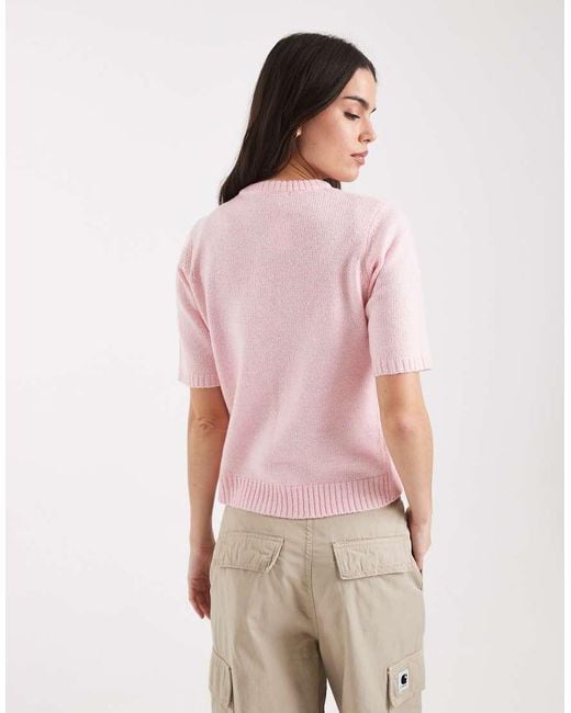 Threadbare Pink Short Sleeve Crew Neck Cardigan