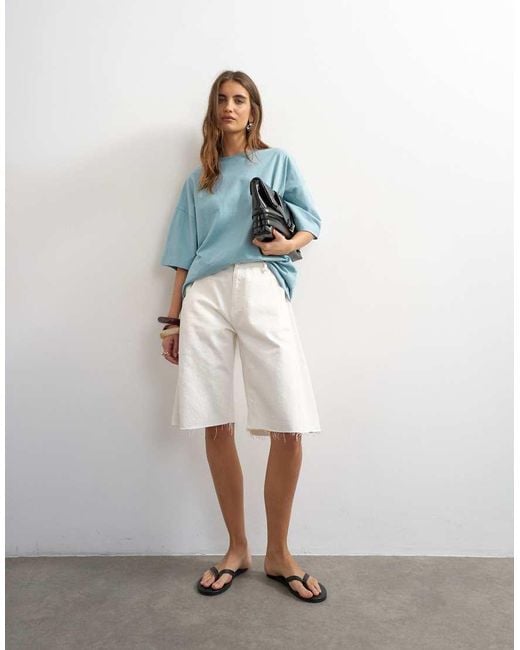 TOPSHOP Blue Oversized Drop Shoulder Tee