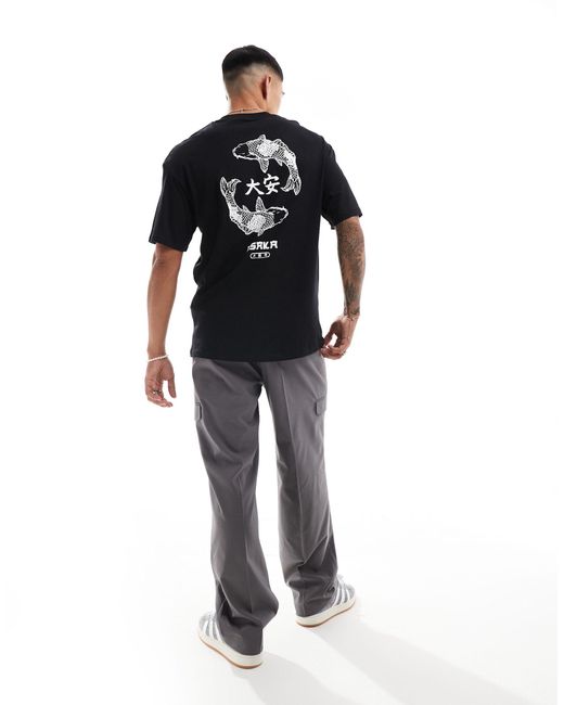 Jack & Jones Black Originals Oversized T-shirt With Carp Back Print for men