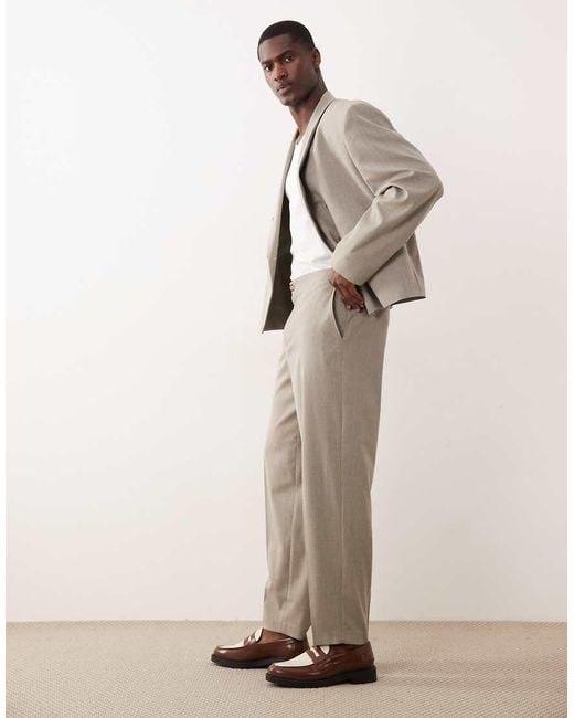 ASOS Natural Oversized Tapered Suit Pants for men