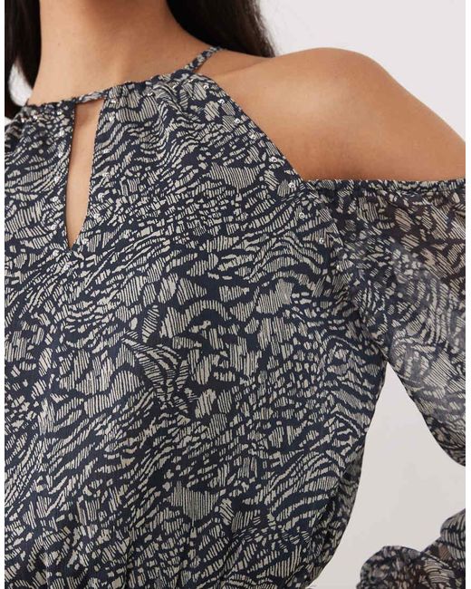 Mango Gray Teen Cold Shoulder Ruffle Mini Dress