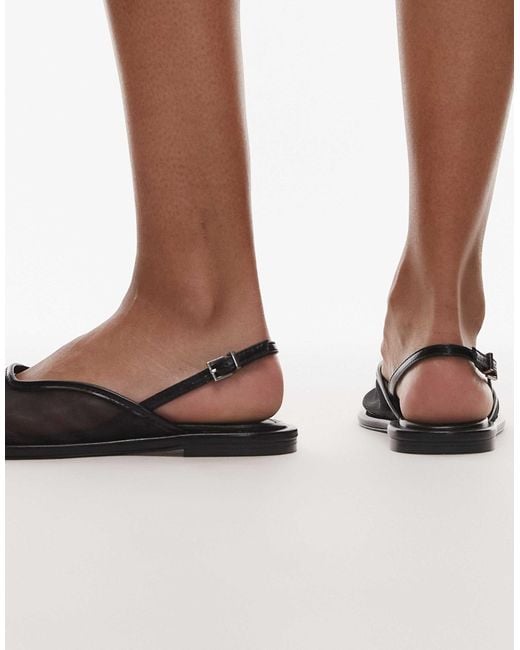 TOPSHOP Brown Bailey Mesh Slingback Ballet Flats