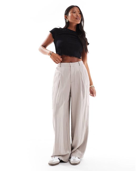 ASOS White Petite Barrel Leg Utility Trousers