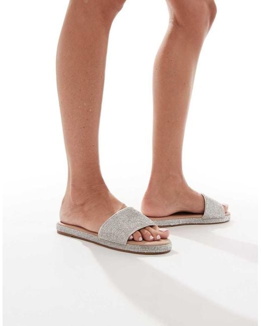 New Look White Embellished Flatform Sandal