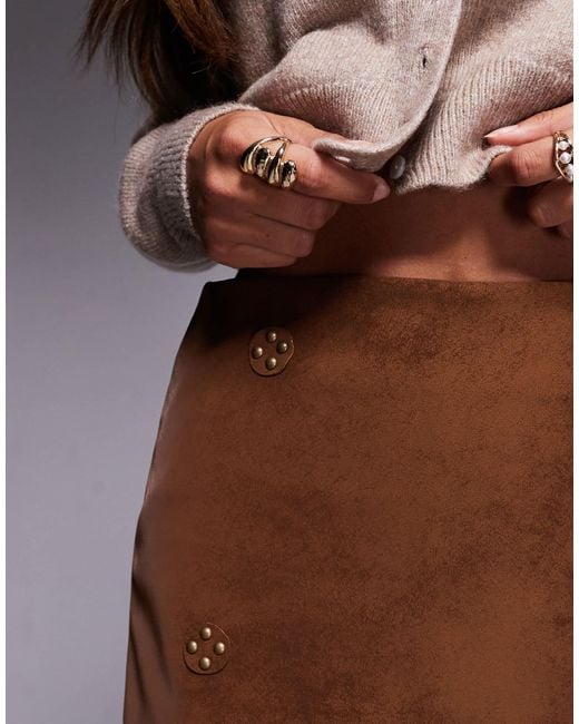 ASOS Brown – kurzer wickelrock aus wildlederimitat