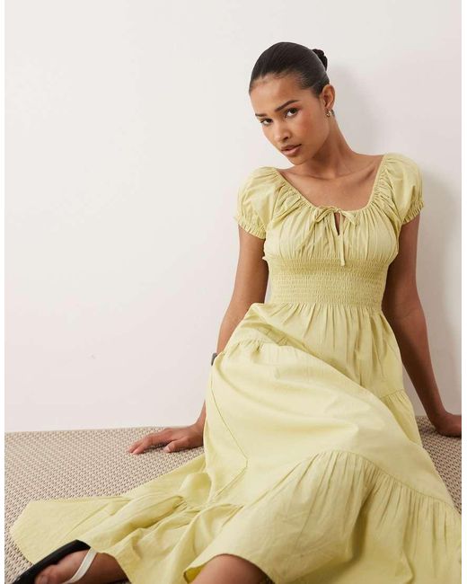 Wednesday's Girl Natural Tiered Midaxi Dress