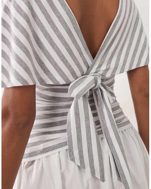 ASOS White Plunge Sleeveless Tie Back Cinch Top