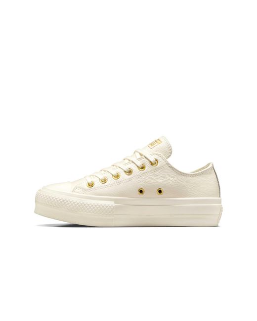 Chuck taylor all star lift ox - baskets à plateforme avec détails métalliques - beige et doré Converse en coloris White