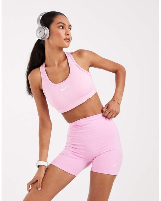 Nike Pink Swoosh Medium Support Sports Bra