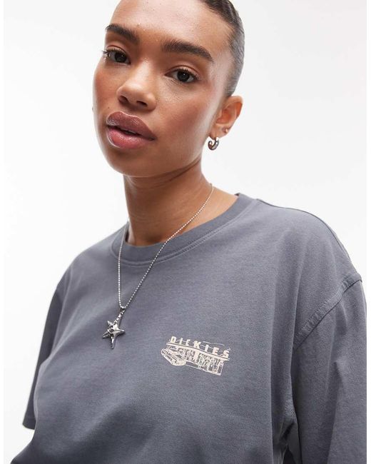 Dickies Blue Service Station Graphic Back Print T-shirt